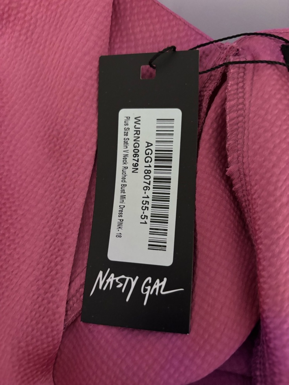 Nasty Gal Sleeveless V-Neck Satin Ruched Bust Mini Dress in Pink Sz 14 NWT - Picture 4 of 7